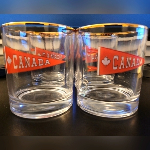 Two Gold Rimmed Bar Glasses  (9oz./250ml) - Picture 1 of 2